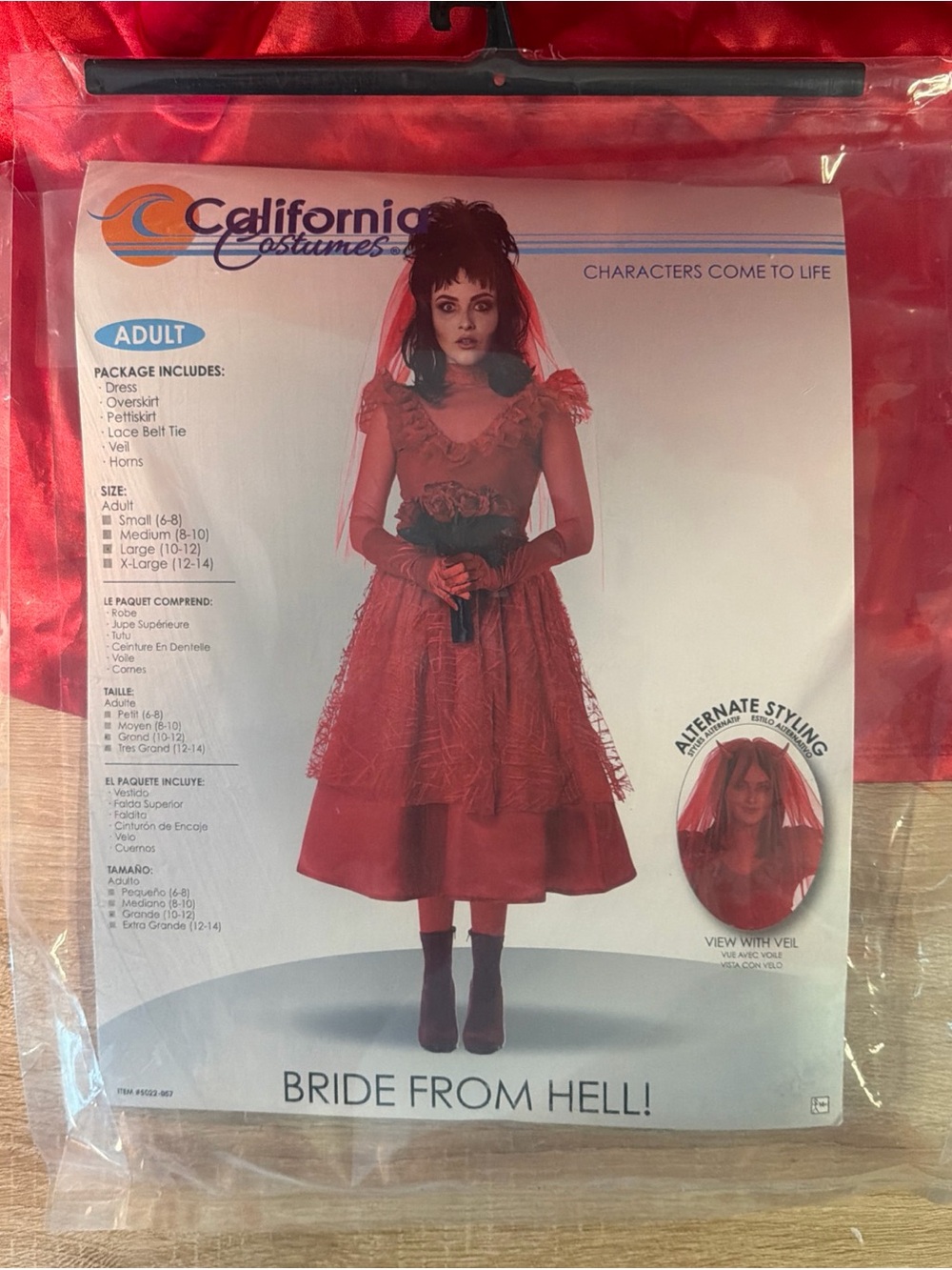 Bride From Hell Costume Adult Womens L 10/12 California Costume Halloween